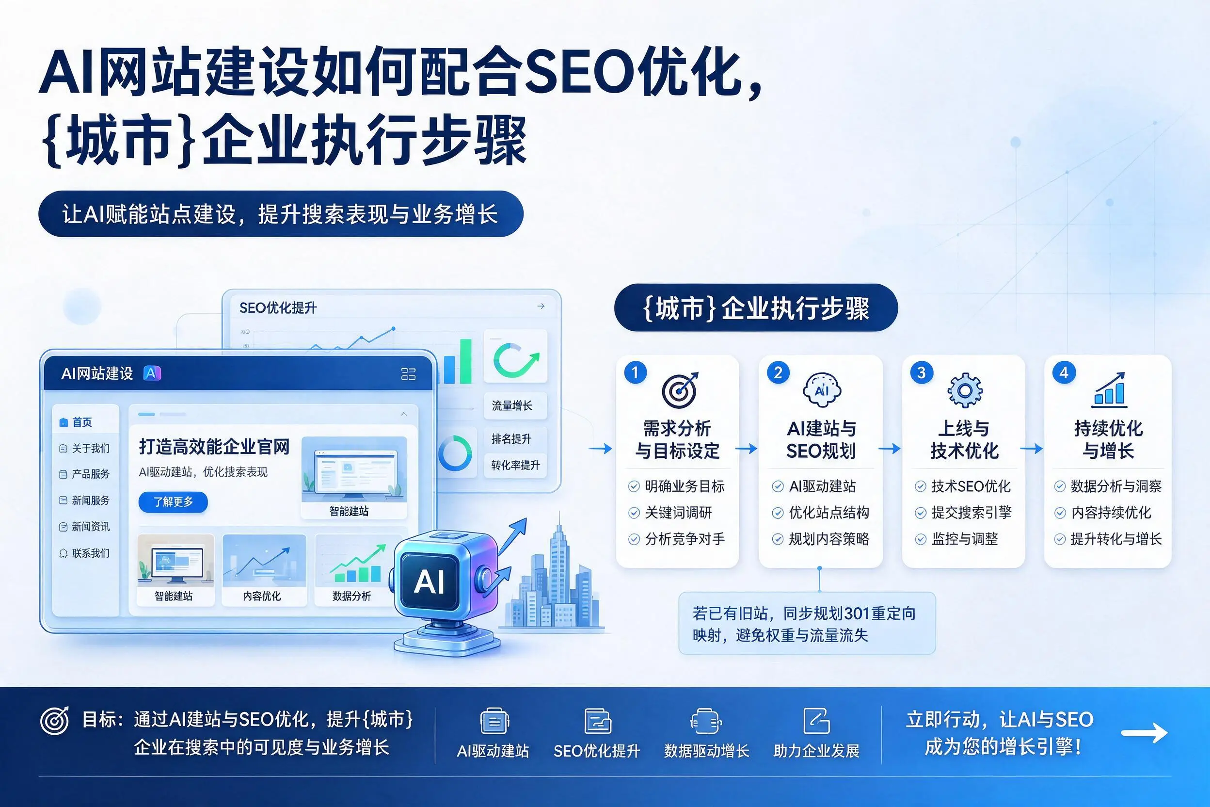 AI网站建设如何配合SEO优化,榆林企业执行步骤