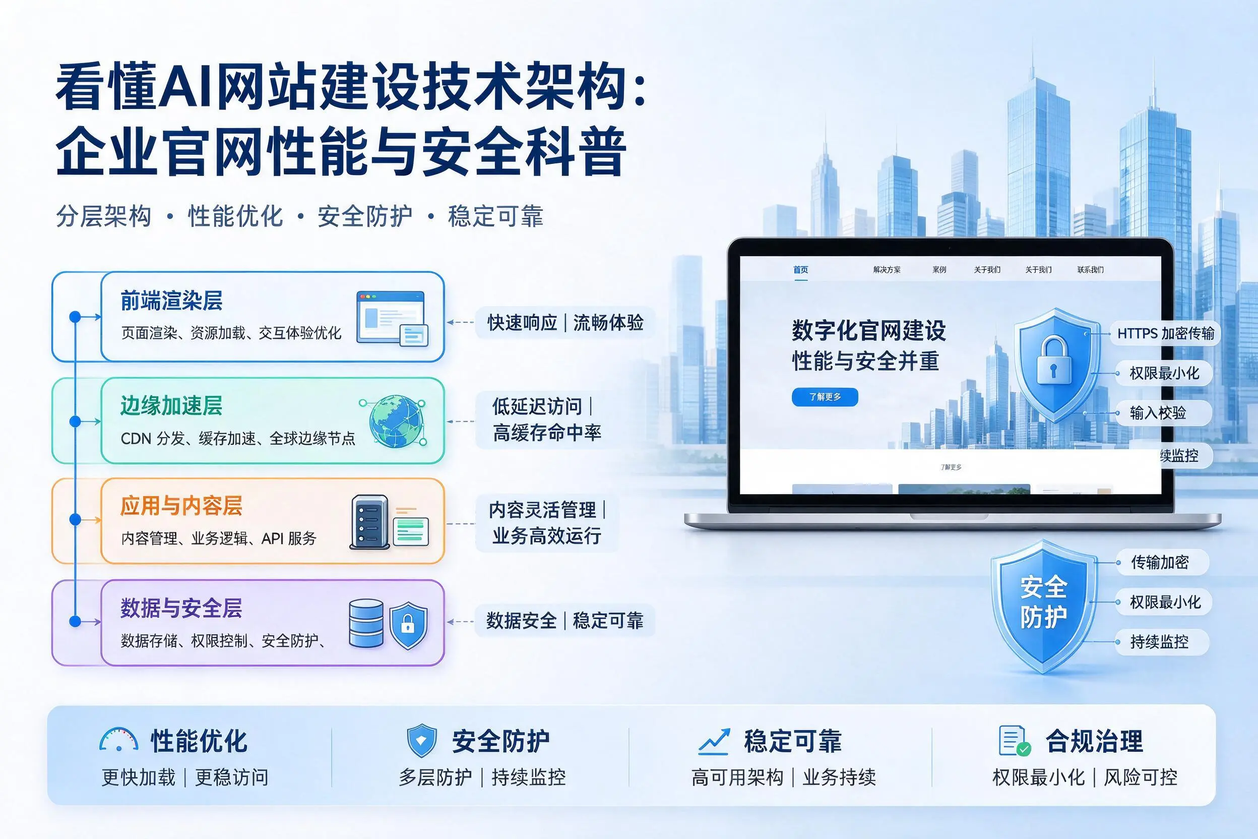 看懂AI网站建设技术架构:榆林企业官网性能与安全科普