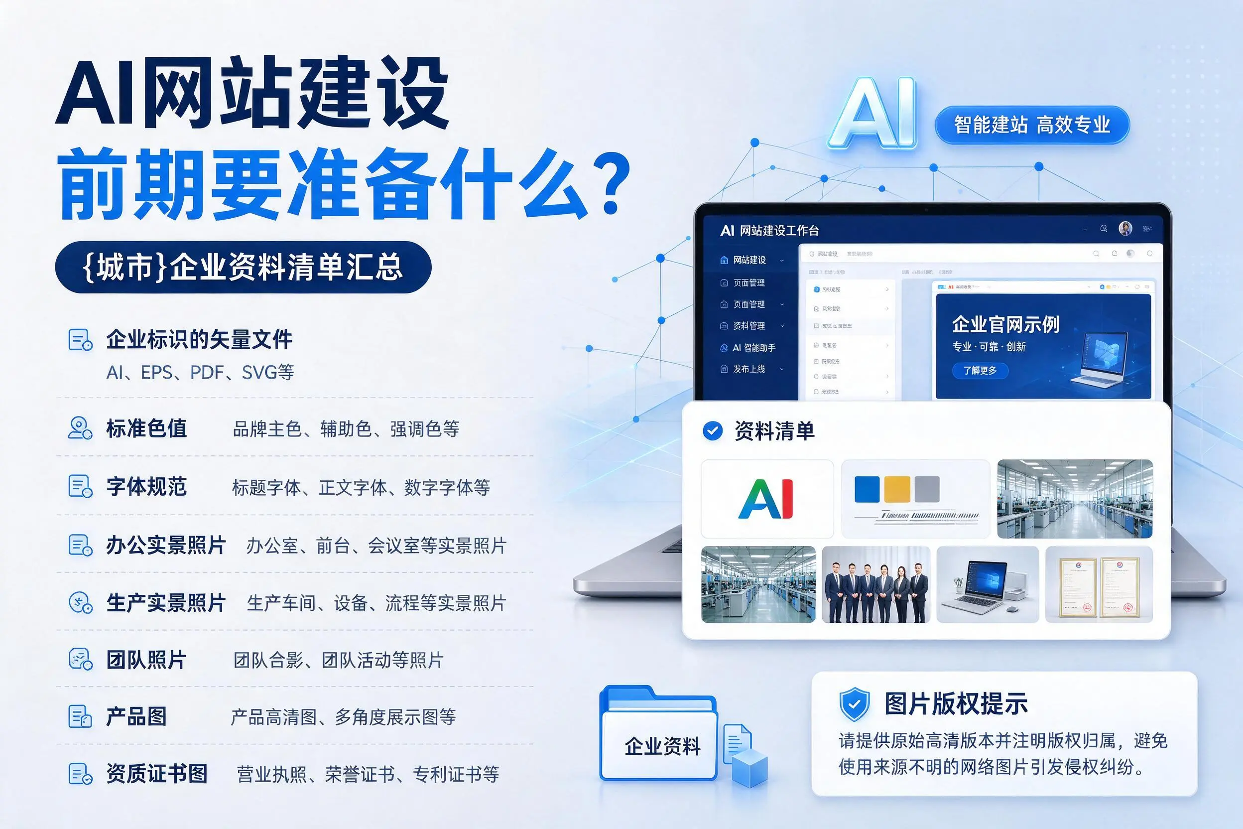 AI网站建设前期要准备什么？榆林企业资料清单汇总