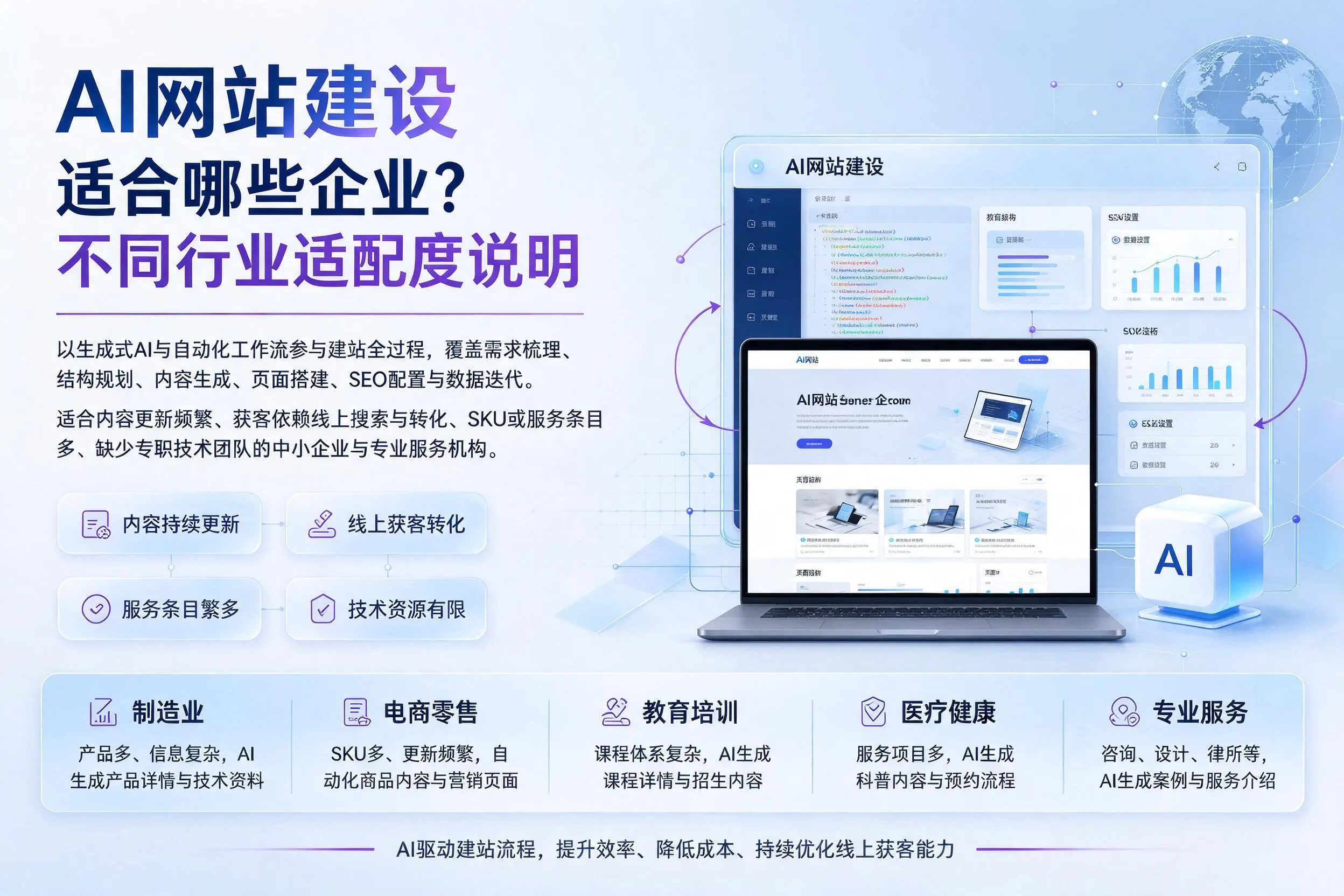 AI网站建设适合哪些企业?榆林不同行业适配度说明